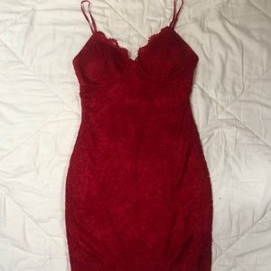 Stretchy red lace bodycon dress from Windsor